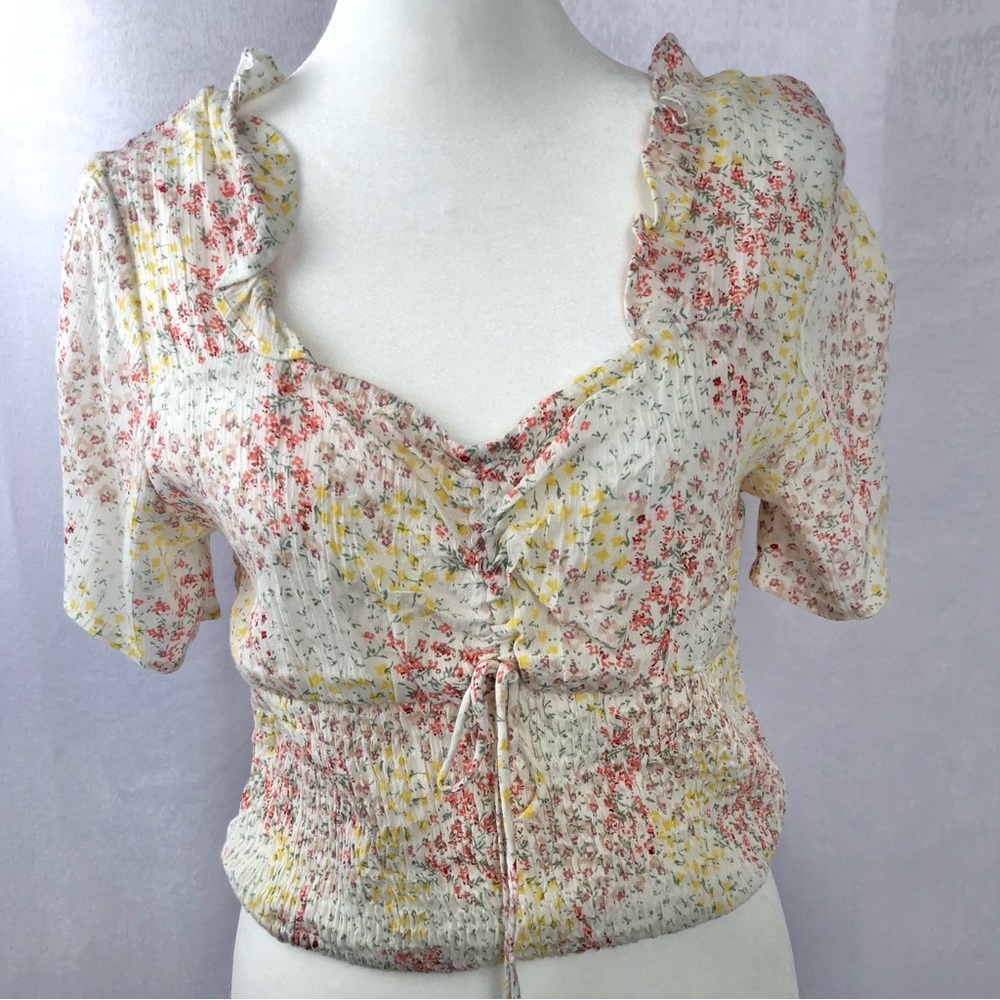 Sim & Sam Floral Multi Ditz floral Boho crop top size large NWT